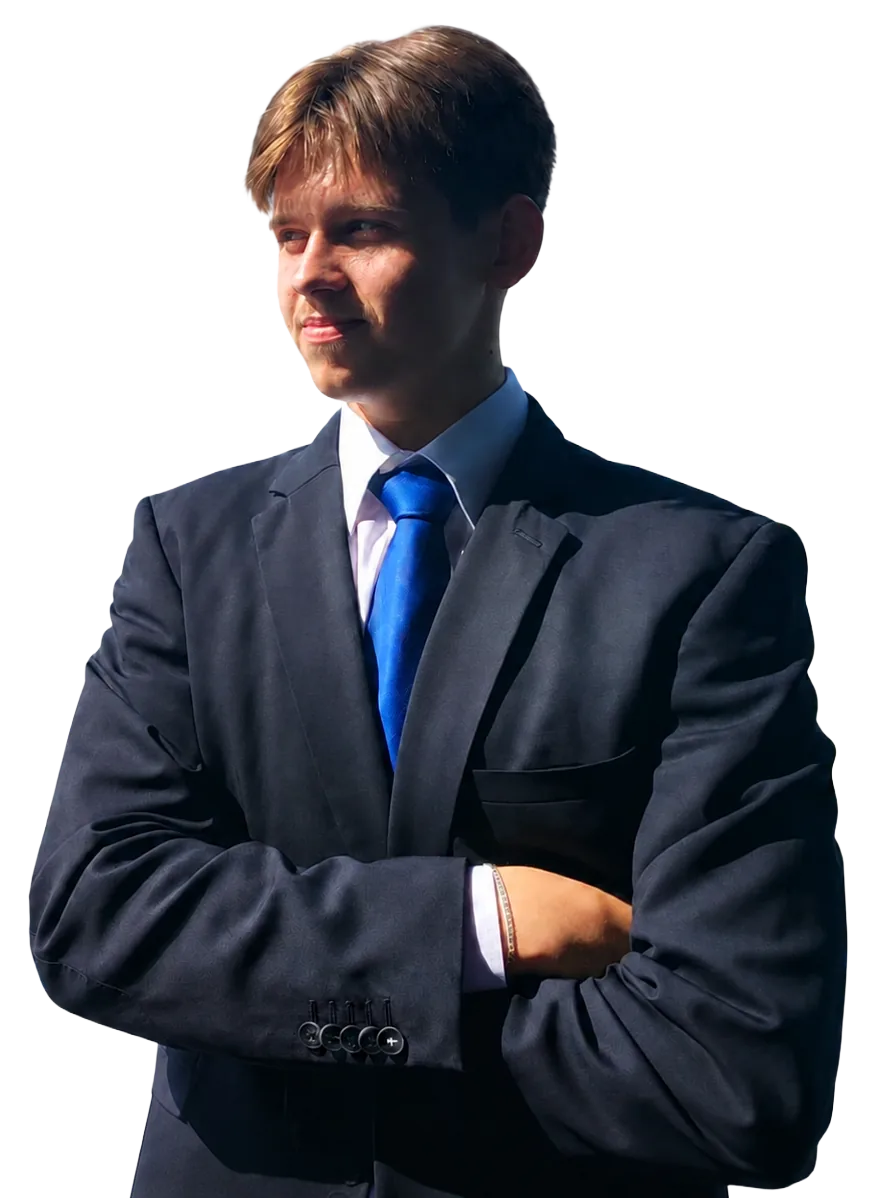 Ugnius Maželis su kostiumu